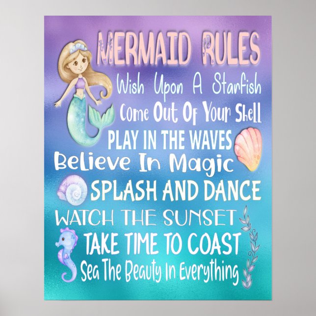 Mermaid Rules Wall Art - Poster 16x20 (Frente)