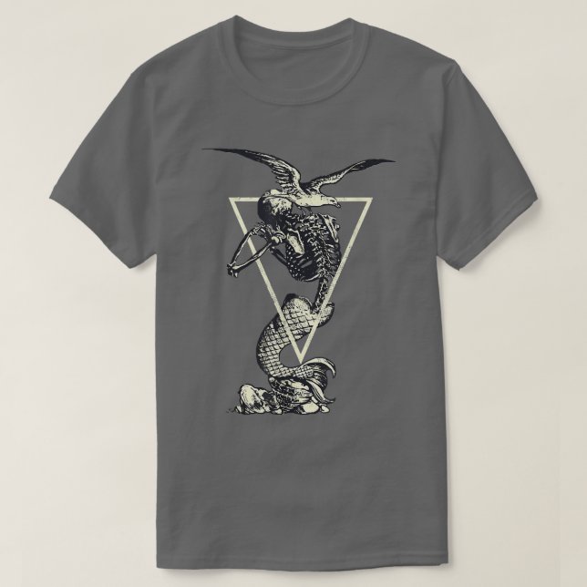 Mermaid Skeleton Skull T-Shirt (Frente do Design)