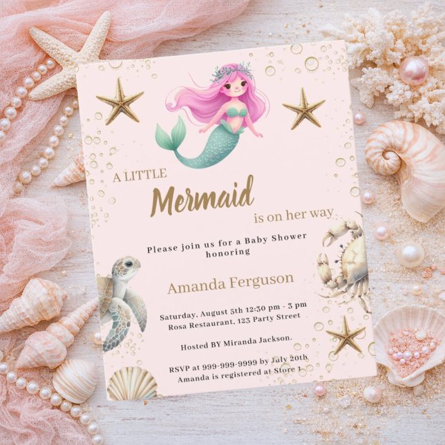 Mermaid Under the sea ocean Baby Shower invitation (Criador carregado)