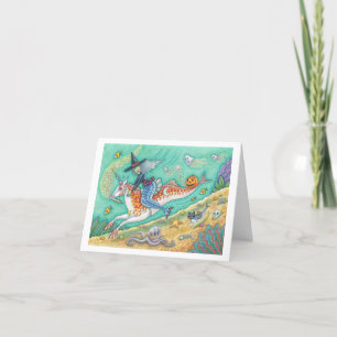 MERMAID WITCH, HALLOWEEN MERHORSE NOTE CARTÃO Vazi