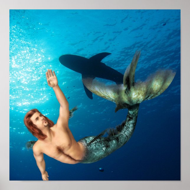 Merman com Poster de Shark (Frente)
