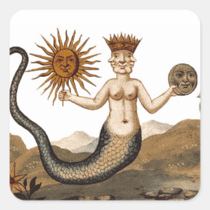 Merman medieval da imagem da alquimia com etiqueta