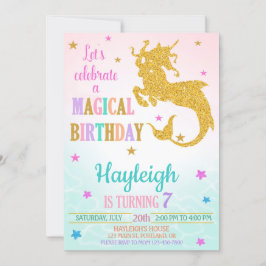 Mermicorn convite de aniversário