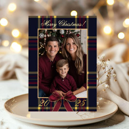Merry Christmas family Photo Plaid Christmas
