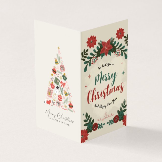 Merry Christmas Greeting Card Off-White Design (Exterior)