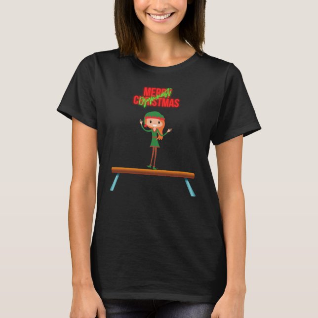 Merry Christmas Gymnast Elf T-Shirt (Frente)