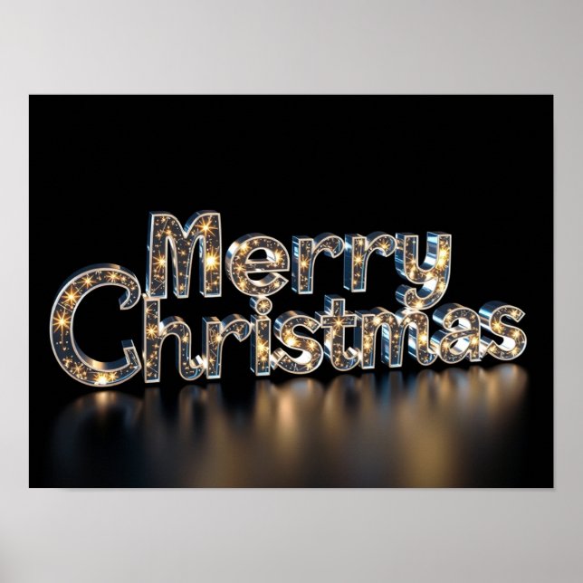 Merry Christmas Luxury Typography Poster Paper H15 (Frente)