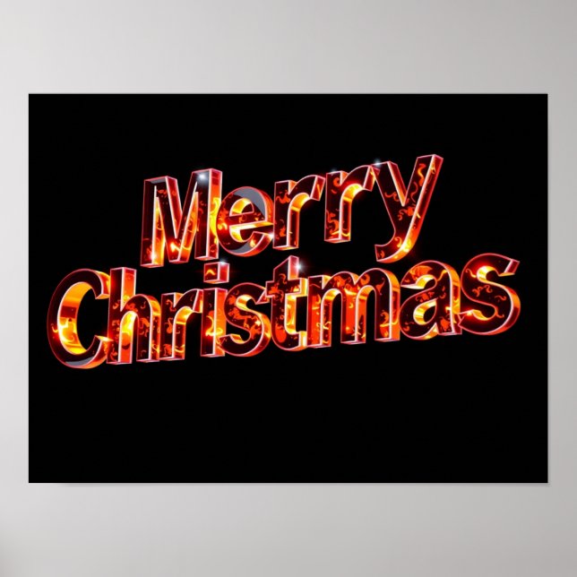 Merry Christmas Luxury Typography Poster Paper H44 (Frente)