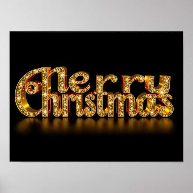 Merry Christmas Luxury Typography Poster Paper H49 (Frente)