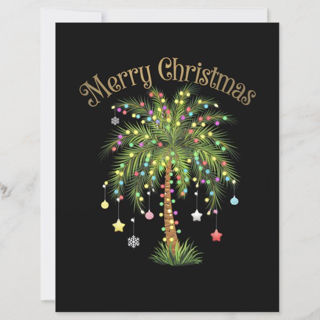 Merry Christmas Palm Tree Light New Year Tropical  (Frente)
