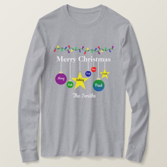Merry Christmas Personalizeable Ornament T-Shirt (Frente do Design)