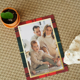 Merry Christmas Plaid Foil Photo Collage Christmas