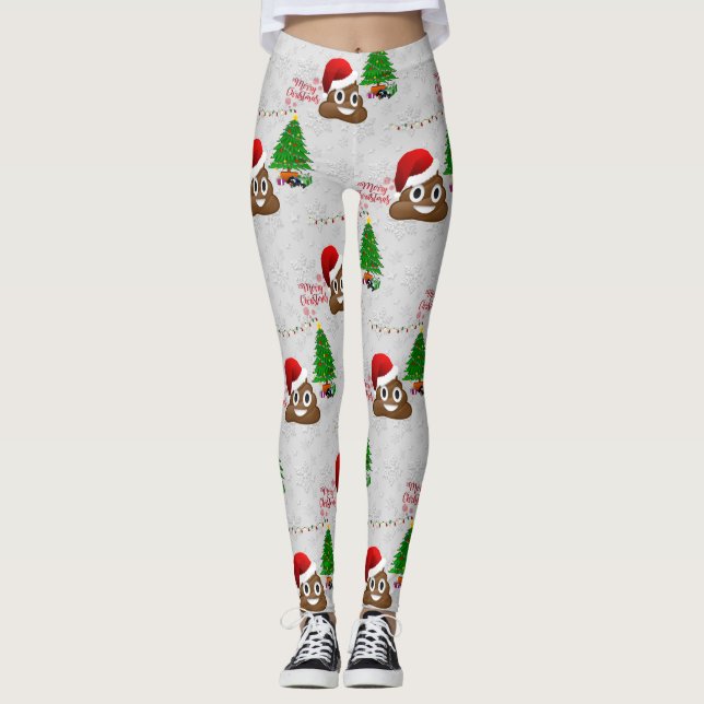 merry christmas poo emoji leggings (Frente)