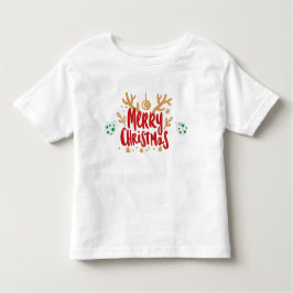 Merry Christmas Reindeer Antlers Kids T-Shirt