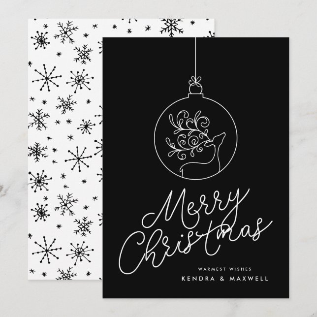 MERRY CHRISTMAS Reindeer Snowflakes (Frente/Verso)