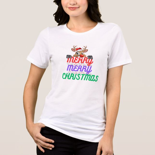 Merry Christmas Reindeer T-shirt (Frente)