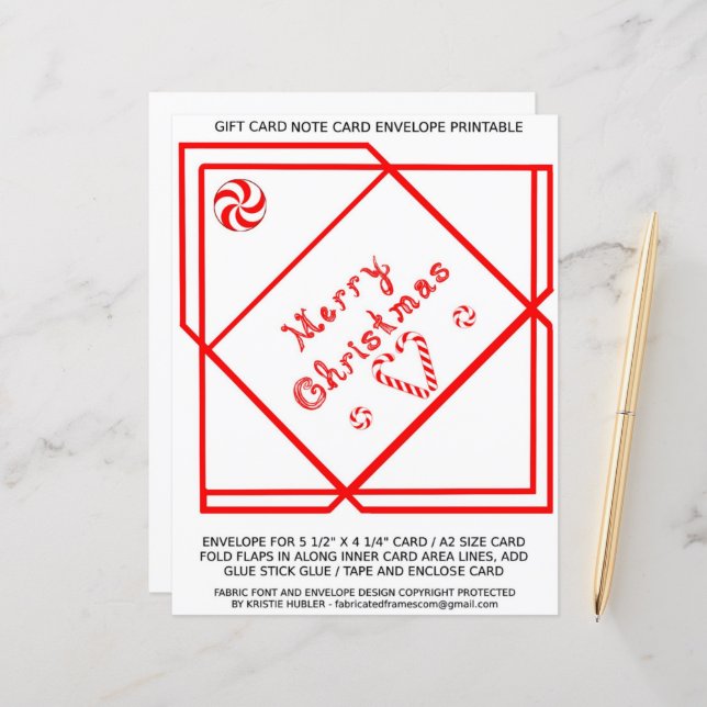 Merry Christmas Swirl Gift Card A2 Envelope paper (Frente/Verso In Situ)