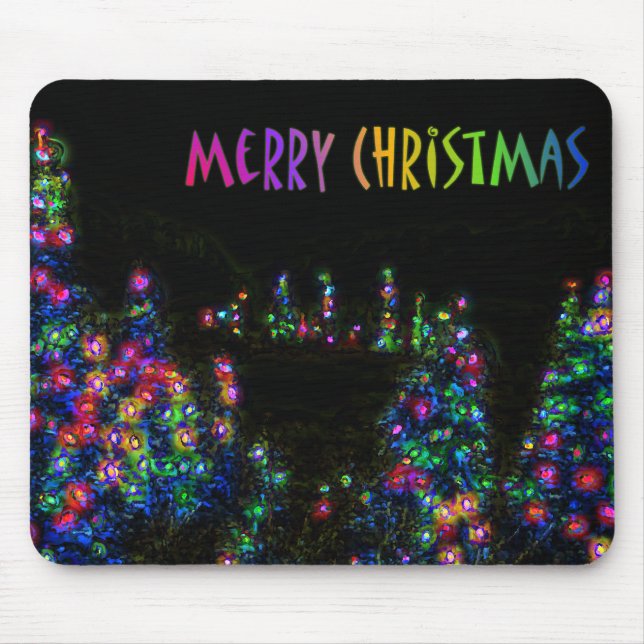 Merry Christmas Tree Lights Mousepad (Frente)