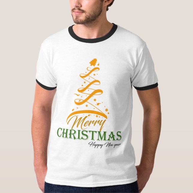 Merry Christmas Tree Ringer T-Shirt 🎄 | Freefit H (Frente)