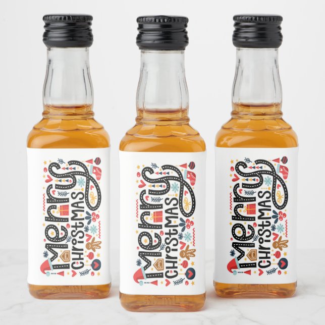 Merry Christmas Typografia Mini (Garrafas)