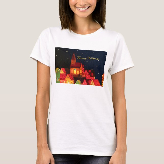Merry Christmas Village T-Shirt (Frente)