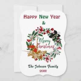 Merry Christmas Watercolor Floral Green Wreath