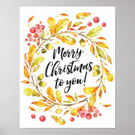 Merry Christmas watercolor poster