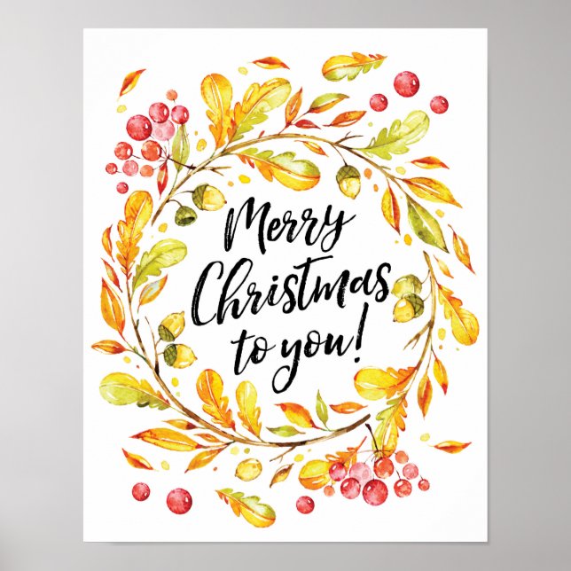 Merry Christmas watercolor poster (Frente)