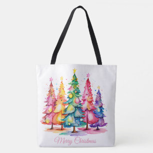Merry Christmas Watercolor Tote Bag