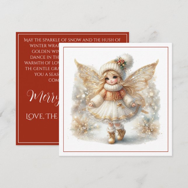 Merry Christmas – Winter Fairy with Golden Wings & (Frente/Verso)