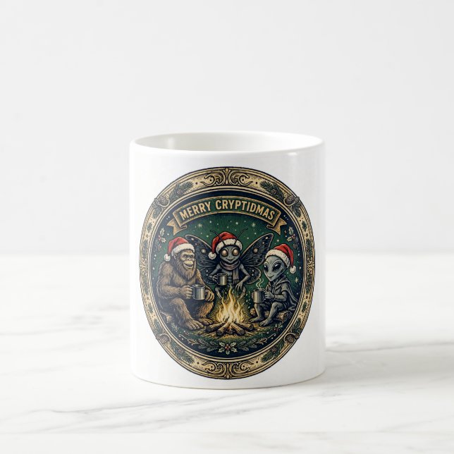 Merry Cryptidmas Badge Caneca de Café (Centro)