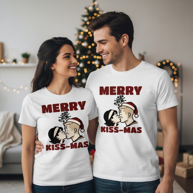 Merry Kiss-Mas Christmas T-shirt (Criador carregado)