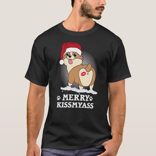 Merry KissMyAss Corgi Christmas Classic T-Shirt (Frente)