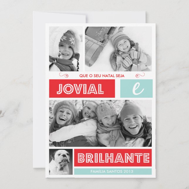 Merry Moderno e Luminoso Cartão de Natal (Frente)