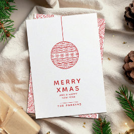 Merry Xmas, cartão mínimo com bola de Natal