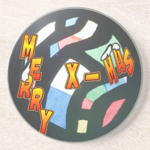 Merry Xmas Saged Glass, Stone Porta copos