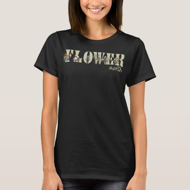 Mês Flor em flores T-Shirt (Frente)