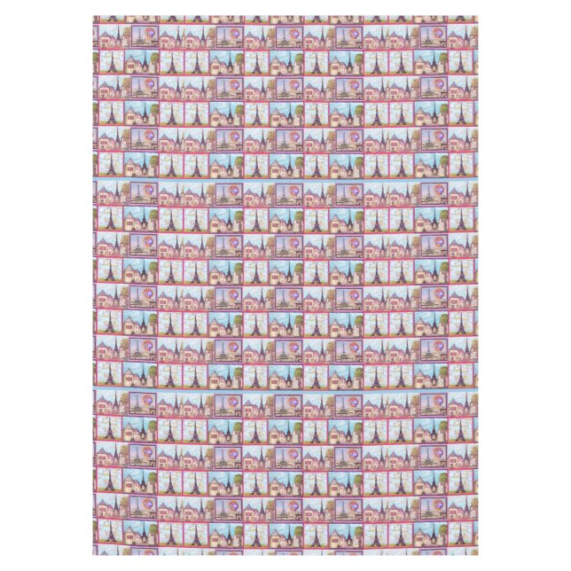 Mesa A Torre Eiffel de Paris inspirou a toalha de colag (Frente)