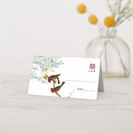 Mesa Aves e Flores Local de Casamento Chinês + Cartão d