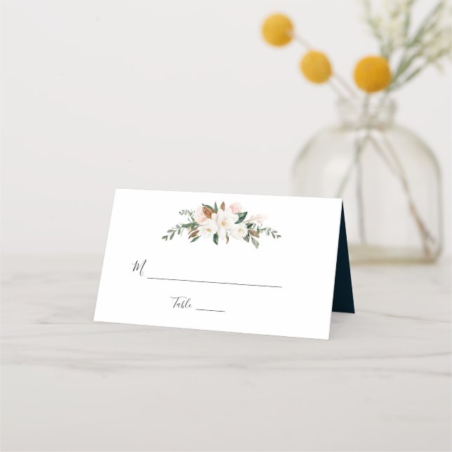 Mesa Cartão branco de noiva floral cor-de-rosa (Frente)