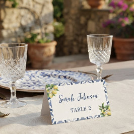 Mesa Cartão de Assento de Casamento com Azulejo Azul e