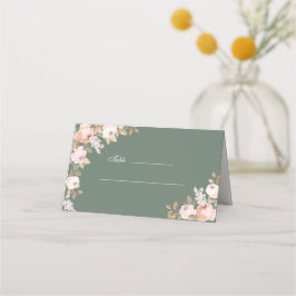Mesa Cartão de Assento de Casamento de Peônias Verde Sa