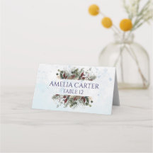 Cartão de Assento de Casamento Floral Azul de Flor