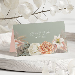 Mesa Cartão de Assento de Casamento Floral de Pêssego V