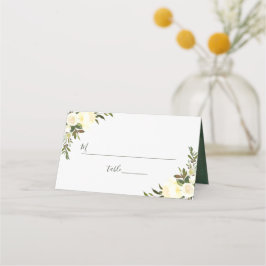 Mesa Cartão de Assento de Casamento Floral Verde Marfim