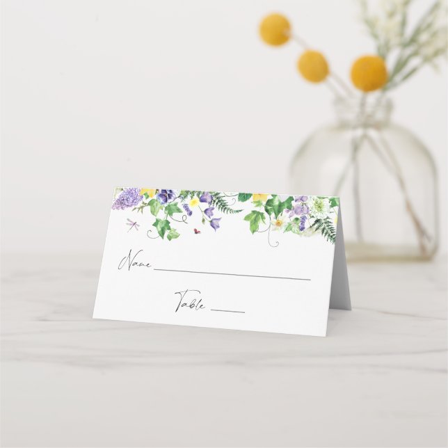 Mesa Cartão de Assento de Narcisos Rústicos e Flores Si (Frente)