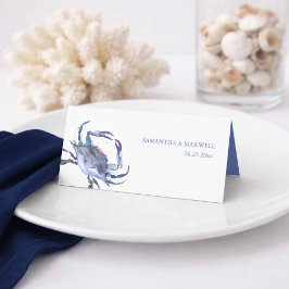 Mesa Cartão de Casamento Costeiro de Caranguejo Azul