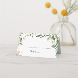 Mesa Cartão de Casamento de Folhagem Verde Dourada Trop
