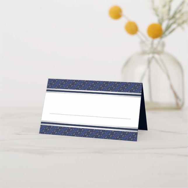 Mesa Cartão de Casamento de Fronteira Azul-Prata Azul E (Frente)