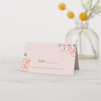 Mesa Cartão de casamento rosa com flores